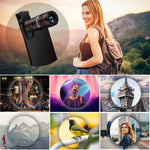 Phone Camera Lens, OYRGCIK 5 in 1 Phone Lens Kit 12X Zoom Telephoto Lens with Telescope + Fisheye Lens + Wide Angle Lens + Macro Lens Compatible with iPhone X XS Max 8 7 Plus Samsung S10 S10e S9 S8