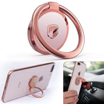 Phone Ring Holder Finger Kickstand - FITFORT 360° Rotation Metal Ring Grip for Magnetic Car Mount Compatible with All Smartphone-Rose Gold