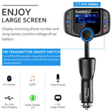 Sumind Wireless Radio Adapter, Car Bluetooth Fm Transmitter, Bluetooth Car Transmitter 1.7 Inch Display, QC3.0/2.4A Dual USB Ports, AUX Output, Mp3 Player with Magnetic Mount and Plate