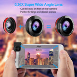 Phone Camera Lens, 5 in 1 Cell Phone Lens Kit 15X Telephoto Zoom Lens + Wide Angle + Fisheye + Macro Lens(2 Lens) Compatible with iPhone Samsung Android and Most Smartphones
