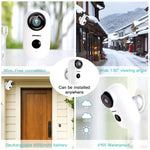 Wireless Rechargeable Battery Powered Camera, Home Security System, Night Vision, Indoor/Outdoor, HD Video with Motion Detection, 2-Way Audio Talk WiFi Camera, IP65 Waterproof, Built-in SD Slot