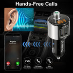 Sumind Car Bluetooth FM Transmitter, FM Radio Adapter Transmitter, 5V/ 3.4A Dual USB Ports Charger Compatible iPhone and Android Smartphones, Hands-free Calling, U-disk MP3 Player(Pattern 1)