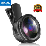 Phone Camera Lens, 2 in 1 Cell Phone Lens Kit for iPhone Samsung Android, 0.45X 49 UV Wide Angle Lens with Macro Lens Clip