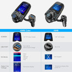Nulaxy KM18 [Upgraded Version] Car Bluetooth FM Transmitter, 1.8" Color Screen Wireless Radio Adapter with QC3.0 & 5V/2.4A Charging, Handsfree Call, Support TF Card, Aux Play, EQ Modes
