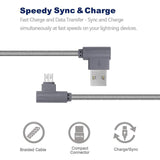Micro USB Cable, CTREEY 90 Degree 3 Pack 10FT Long Premium Nylon Braided Android Fast Charger USB to Micro USB Charging Cable for Samsung Galaxy S7 Edge/S6/S5, Note 5/4/3 (3 Pack 10FT Grey)