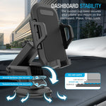 Maxboost DuraHold Series Car Phone Mount for iPhone Xs Max XR X 8 7 6s Plus SE,Galaxy S10 S10+ S10e S9 S8 Edge,Note 9 8,LG G7,Pixel,HTC[Washable Strong Sticky Gel Pad/Extendable Holder Arm (Upgrade)]