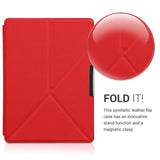 kwmobile Origami Case for Kobo Aura ONE - Ultra Slim Fit Premium PU Leather Cover with Stand - Red