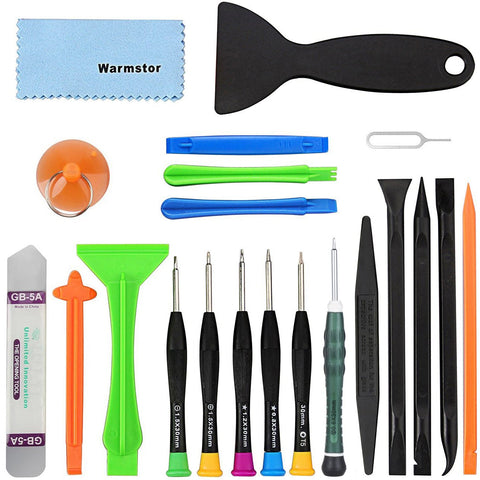 Warmstor 21 Pieces Premium Opening Pry Tool Screwdriver Set Repair Kit for iPhone XS Max/XS/XR/X/8/8 Plus/7/7 Plus/6S/6/6 Plus/5/5C/5S/4/4S, iPad Pro/Air/4/3/2/Mini, iPods and More