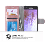 Galaxy J3 Achieve/J3 V 2018/J3 2018/Amp Prime 3 2018/Express Pime 3/J3 Star/Galaxy Sol 3 Case, ERAGLOW Leather Wallet Flip Protective Case Cover with Card Slots and Stand for Samsung J337 (Rose Gold)