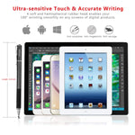 Mixoo Capacitive Stylus Pen,(Disc and Fiber Tip 2-in-1 Series),Fine Tip,High Sensitivity and Precision,Stylus for Ipad,Iphone and Other Touch Screens Devices, Black