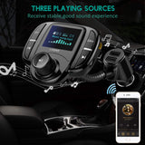 LASAR Bluetooth FM Transmitter,Wireless Radio Adapter Hands-Free Calling Car Kit QC3.0 and Smart Dual USB Port W 1.7” Display, Support USB Drive,AUX Input/Output, TF Card MP3 Player