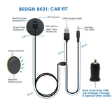 Besign BK01 Bluetooth 4.1 Car Kit Hands-Free Wireless Talking & Music Streaming Receiver with Dual Port USB Car Charger and Ground Loop Noise Isolator for Car with 3.5mm AUX Input Port