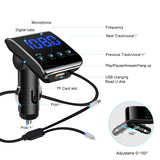 LUTU Bluetooth FM Transmitter for Car, Wireless Radio Adapter Car Kit with Fast Charging Cable 3.1A, Support TF Card Slot USB Flash Drive and Handsfree Calling (Silver)