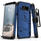 Samsung Galaxy S8 Case, Zizo [Bolt Series] w/ [Galaxy S8 Screen Protector] Kickstand [12 ft. Military Grade Drop Tested] Holster Belt Clip - Galaxy S8 Blue/Black