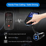 Bluetooth FM Transmitter, IEhotti Big Screen Car Bluetooth Radio Adapter Full FM Car Kit w/3 USB Ports[Fast Charge], HandsFree Calling,Support Bluetooth/U Disk/AUX/TF-Card, Extra 3-in-1 Charging Cable