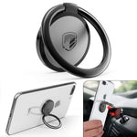 Phone Ring Holder Finger Kickstand - FITFORT 360° Rotation Metal Ring Grip for Magnetic Car Mount Compatible with All Smartphone-Gun Black