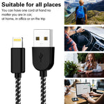 TNSO MFi Certified Lightning Cable 3FT 3FT 6FT 6FT 10FT Extra Long Nylon Braided USB Fast Charging& Syncing Cord Compatible iPhone Charger Xs MAX XR X 8 (Black and White) (Black and Whtie)