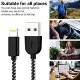 TNSO MFi Certified Lightning Cable 3FT 3FT 6FT 6FT 10FT Extra Long Nylon Braided USB Fast Charging& Syncing Cord Compatible iPhone Charger Xs MAX XR X 8 (Black and White) (Black and Whtie)