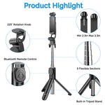 Selfie Stick Tripod, MZTDYTL Bluetooth Extendable Selfie Stick with Wireless Remote Shutter and Integrated Tripod Stand Selfie Stick for iPhone XS/X/iPhone 8/8 Plus/iPhone 7/7 Plus, Galaxy S9/S8, More