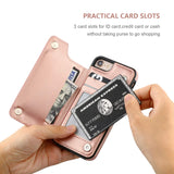 iPhone 8 Wallet Case with Card Holder,OT ONETOP iPhone 7 Case Wallet Premium PU Leather Kickstand Card Slots,Double Magnetic Clasp and Durable Shockproof Cover 4.7 Inch (iPhone 7/iPhone 8 Rose Gold)