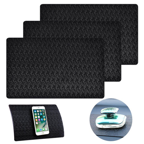 3 Pcs Car Dashboard Pads Non-slip 11" x 7", AIFUDA Anti-Slip Ripple Sticky Dash Grip Mat for Coin Phone Key Sunglasses - Black