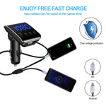 LUTU Bluetooth FM Transmitter for Car, Wireless Radio Adapter Car Kit with Fast Charging Cable 3.1A, Support TF Card Slot USB Flash Drive and Handsfree Calling (Silver)