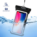 ProCase Universal Waterproof Case Cellphone Dry Bag Pouch for iPhone Xs Max XR XS X 8 7 6S Plus, Galaxy S10 Plus S10 S10e S9 S8 +/Note 9, Pixel 3 XL HTC LG Sony Moto up to 6.5" -2 Pack, Black