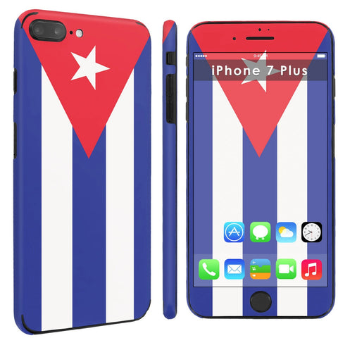 iPhone [7 Plus] [7S Plus] Full Body Edge to Edge Skin Decal [Easy Apply] [No Bubbles Air Release] - [Cuban Flag] for iPhone [7 Plus] [5.5" Screen]