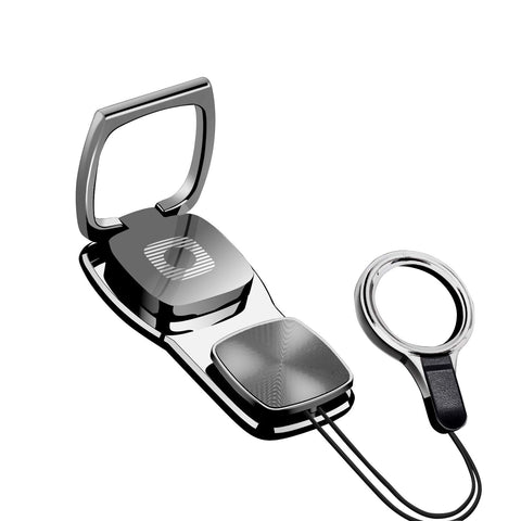 Liv2Fun Multifunctional Wearable Phone Ring, Detachable Phone Grip, with Anti-Theft Lanyard Neck Strap Loop, Support Magnetic Car Mount (Dark Grey)