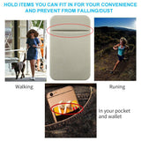 2Pack Cell Phone Card Holder[Double Secure with Pocket for ID/Credit Cards] for Back of Phone,Stick On Card Wallet Sticker Stretchy Lycra Fabric for iPhone,Android and All Smartphones-Purple,Black