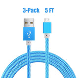 [3-Pack]Micro USB Cord,iBarbe data sync and power charging kindle fire charger cord for Amazon Kindle Fire, Touch,HD, HDX, Kindle Paperwhite, Voyage, Oasis, Amazon Tap,Nextbook M902R M907(Blue)