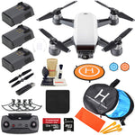 DJI Spark Drone Quadcopter (Alpine White) with 3 Batteries, Camera Gimbal Bundle Kit with MUST HAVE Accessories