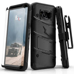 Zizo Bolt Series Compatible with Samsung Galaxy S8 Case Military Grade Drop Tested with Tempered Glass Screen Protector, Holster Black
