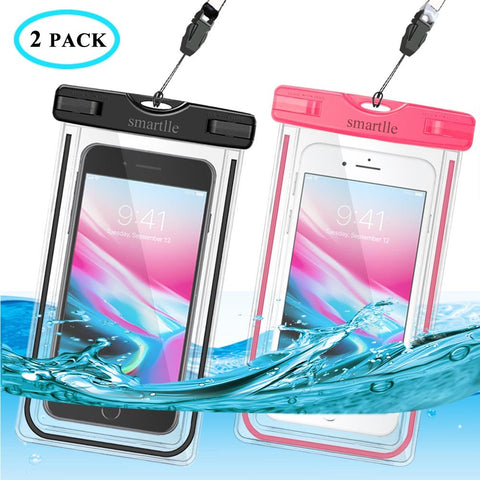Waterproof Phone Case, 2 Pack IPX8 Cellphone Dry Pouch Bag for Apple iPhone Xs XR XS MAX,X, 8, 7, 6 Plus, SE,Samsung S9+ S9 S8+ LG V20 HTC, Up to 6.0”, Snowproof Dirtproof Outdoor Sports, Fluorescent