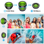 Apexel Cell Phone Camera Lens Kit -Remote Shutter+ Phone Tripod+ 6 in 1 Phone Lens -Metal 16X Telephoto Zoom Lens/Wide Angle/Macro/Fisheye/Kaleidoscope/CPL for iPhone X 8 7 6 Plus Samsung Smartphone
