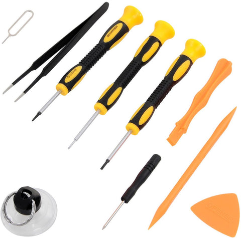 Repair Kit with Tools for All iPhone (4-XS Max), Samsung Galaxy, Note - Magnetic Screwdriver Tool Set for Cell Phones and Mobile Devices - Fix iPhone Screen, Battery with ScandiTech Toolkit