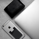Phone Card Holder, HUO ZAO Silicone Credit Card Id Cash Wallet with 3M Adhesive Stick-on fits Apple iPhone Samsung Galaxy Android Most Smartphones, Table, Refrigerator, Door - Black Color - 10 Pack