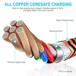 Phone Charger Founus Fast Charging Cable 6FT 3 Pack Nylon Braided High Speed Charging Cord Compatible with iPhone XS X 8 8 Plus 7 7 Plus 6s 6s Plus 6 6 Plus iPad iPod Nano-(Blue,Orange,Green)