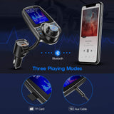 Nulaxy KM18 [Upgraded Version] Car Bluetooth FM Transmitter, 1.8" Color Screen Wireless Radio Adapter with QC3.0 & 5V/2.4A Charging, Handsfree Call, Support TF Card, Aux Play, EQ Modes
