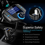 Car Bluetooth FM Transmitter, ESOLOM Wireless in-Car USB FM Radio Transmitter, MP3 Player Hands-Free Calling Car Kits with Dual USB Port Car Charger 5V/2.4A&1A, Support Voltage Detection (styleB)
