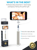 Premium 5-in-1 Wired Selfie Stick for iPhone 6, 5, Samsung Galaxy S10 S9 S8 S7 S6 S5 - Takes Selfies in Seconds, Get Perfect HD Photos, Operates Flash - No Apps, No Downloads, No Batteries Required