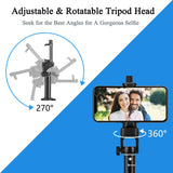 Eocean Selfie Stick Tripod, 54 Inch Extendable Camera Tripod for Cellphone and Gopro, Compatible with iPhone Xs/Xr/Xs Max/X/8/8Plus/7/Galaxy Note 9/S9/Huawei/Google/Xiaomi