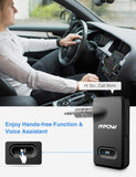 Mpow BH129 Bluetooth Receiver for Car Hands-Free Calls, Better Music Quality with CSR Chip,15 Hours Long Playing Time Bluetooth Adapter,1 Second Turn On/Off Button Car Kits,Dual Link,Voice Assistant