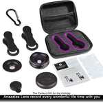 Anazalea for iPhone and Android Lens, Wide Angle & Macro Lens (Screwed Together), Cell Phone Camera Lens Kit for iPhone X XR XS Max 8 7 6S Plus Samsung S9 S8 and Android Phone with Travel Case