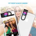 VicTsing Phone Camera Lens, 180° Fisheye Lens+0.65X Wide Angle Lens & 10X Macro Lens (Screwed Together), Clip on Cell Phone Lens Kits Compatible with iPhone 8/7/6s, Most Android and Smart Phone