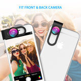 VicTsing Phone Camera Lens, 180° Fisheye Lens+0.65X Wide Angle Lens & 10X Macro Lens (Screwed Together), Clip on Cell Phone Lens Kits Compatible with iPhone 8/7/6s, Most Android and Smart Phone