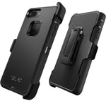 MBLAI iPhone 7 Plus Case, Glass Screen Protection Heavy Duty Defense Case 4 Layers Rugged Rubber Shockproof Drop Proof with Belt-Clip Case Cover for Apple iPhone 7 Plus New Version Protective Case