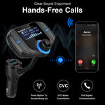Sumind Wireless Radio Adapter, Car Bluetooth Fm Transmitter, Bluetooth Car Transmitter 1.7 Inch Display, QC3.0/2.4A Dual USB Ports, AUX Output, Mp3 Player with Magnetic Mount and Plate