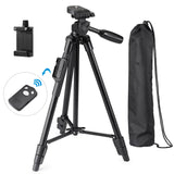 Eocean Tripod, 50 Inch Aluminum Tripod, Video Tripod for Cellphone, Camera, Universal Tripod with Wireless Remote, Compatible with iPhone Xs/Xr/X/8/8 Plus/Samsung Galaxy/Google/GoPro Hero