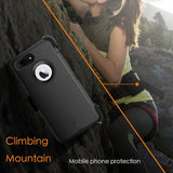 LongRise iPhone 8 Plus Case, Shockproof Robost 4 Layer Rugged Case Compatiable with iPhone 7 Plus & iPhone 8 Plus with Belt Clip Holster Stand(Black)
